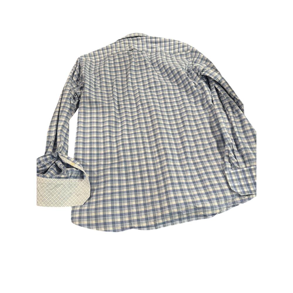 Egara Slim Fit Blue White Plaid Button Down Shirt Men’s Medium 15-15.5 - Picture 9 of 10